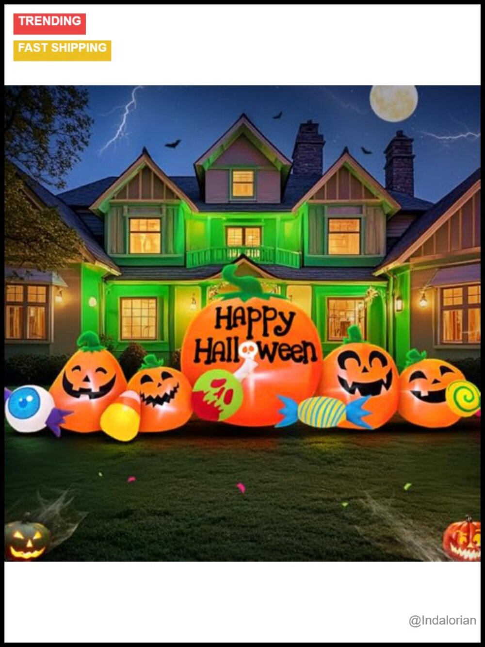 8FT Halloween Inflatable Pumpkin Combo LED Outdoor Yard Decor Polyester